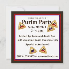 Kawaii Hamentashen Purim Invitación