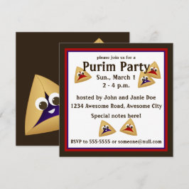 Kawaii Hamentashen Purim Invitación