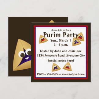 Kawaii Hamentashen Purim Invitación