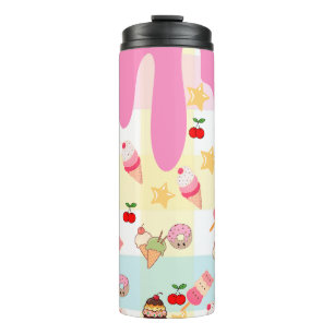 Kawaii Helado & Termo con Diseño de Goteo 