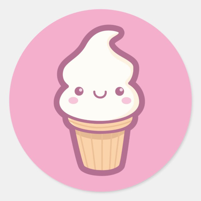 Kawaii Ice Cream Cone Pegatina (Anverso)