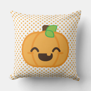 Kawaii Jack O Lantern Cojín decorativo de calabaza