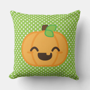 Kawaii Jack O Lantern Cojín decorativo de calabaza