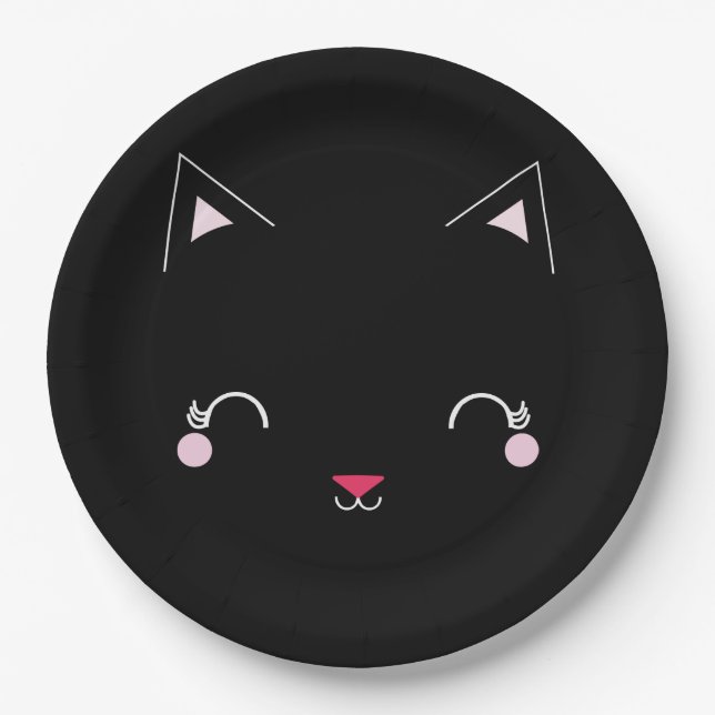 kawaii kitty CAT plato de papel del partido BIRTHD (Anverso)