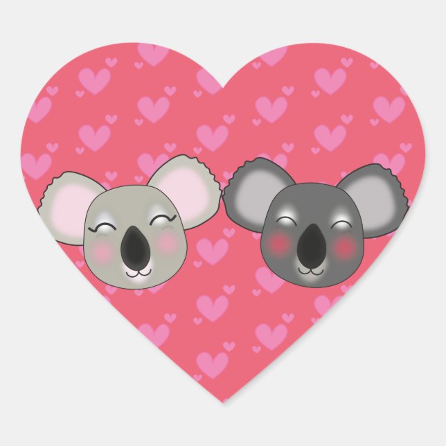 Kawaii koalas, pegatina enamorado (Anverso)