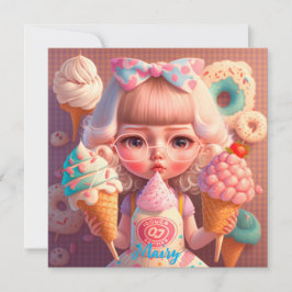 Kawaii lindo chica con helados