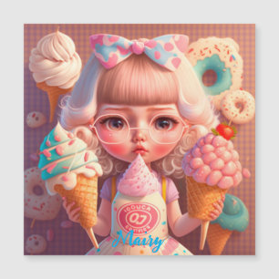 Kawaii lindo chica con helados