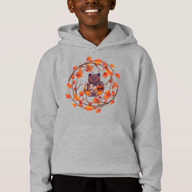 Kawaii lindo gato japonés otoño Halloween (Anverso)