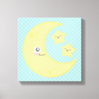 Kawaii Luna y Estrellas Lienzo envuelto