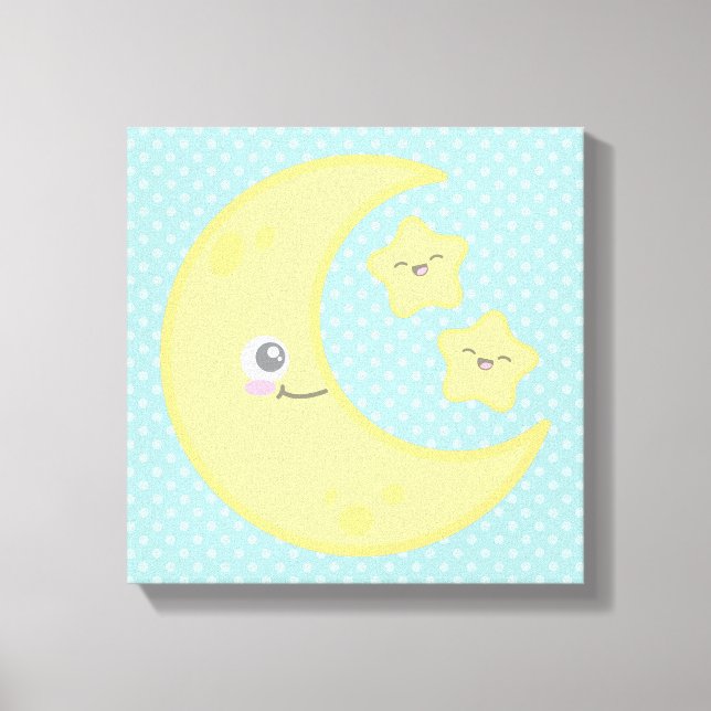 Kawaii Luna y Estrellas Lienzo envuelto (Anverso)