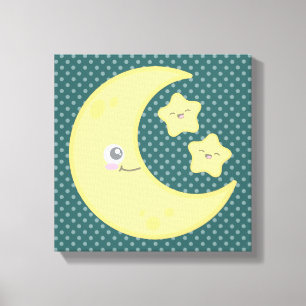 Kawaii Luna y Estrellas Lienzo envuelto