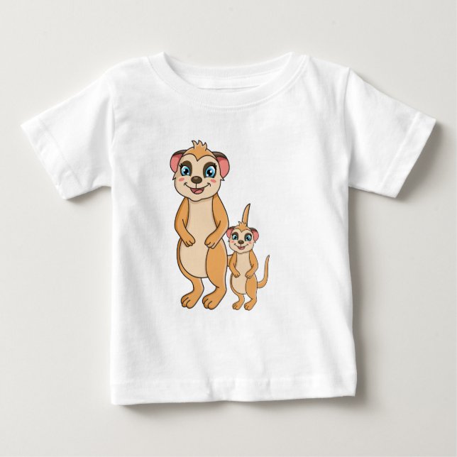 Kawaii Meerkat y su pequeña hermana bebé camiseta (Anverso)