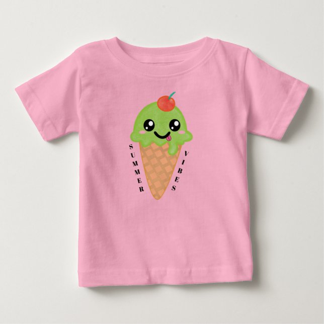 Kawaii Mint Ice Cream Cone with Cherry on Top (Anverso)
