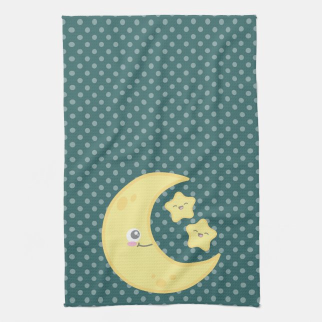 Kawaii Moon y Stars Kitchel Toalla (Vertical)