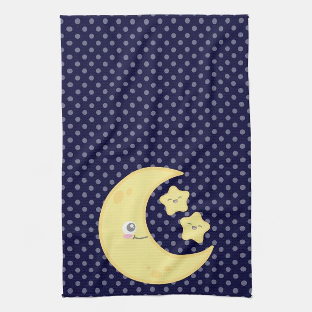 Kawaii Moon y Stars Kitchel Toalla (Vertical)