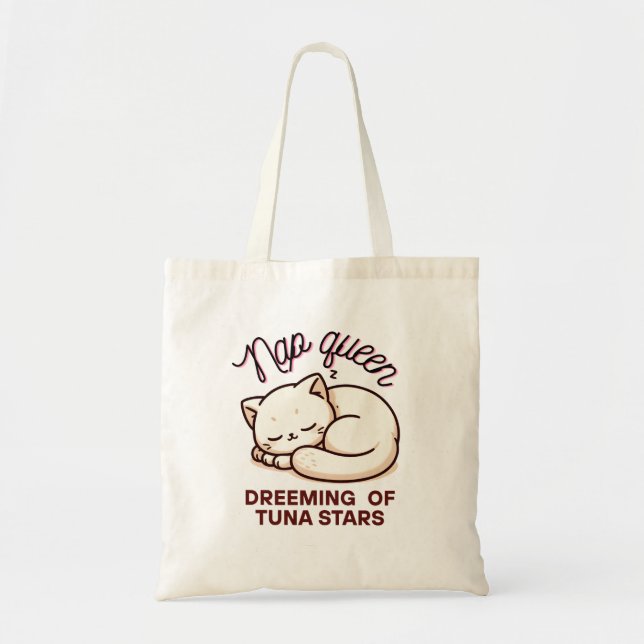 Kawaii Nap Queen Cat soñando con la bolsa de tocad (Frente)