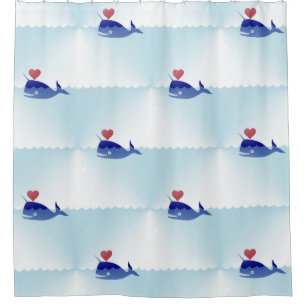 kawaii narwhal baño cortina de ducha