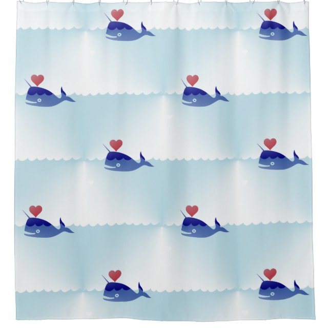 kawaii narwhal baño cortina de ducha (Anverso)