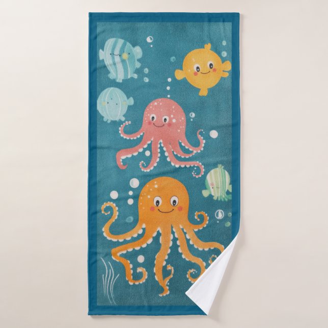 Kawaii Octopus Artwork Beach Toalla (Toalla de baño)