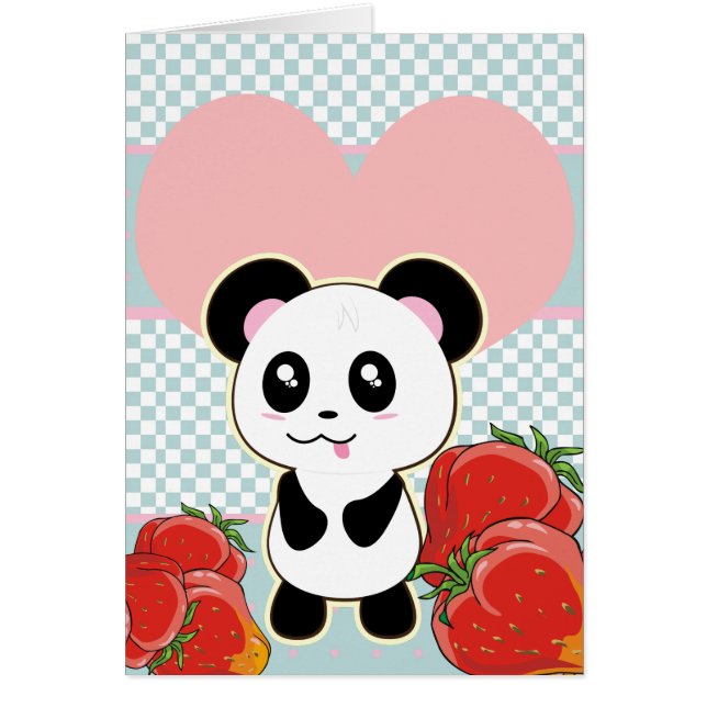 Kawaii Panda fresas lindas (Frente)
