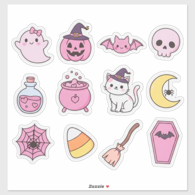 Kawaii Pastel Halloween Magic Pegatina Pack (Hoja)