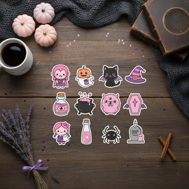 Kawaii Pastel Vampire y amigos Pegatina Pack (Adorable Spooky Halloween Decals)