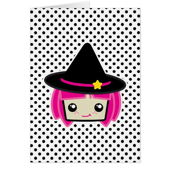 Kawaii Pink Haired Note Card (Frente)