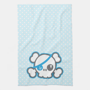 Kawaii Pirate Skull Kitchen Toalla