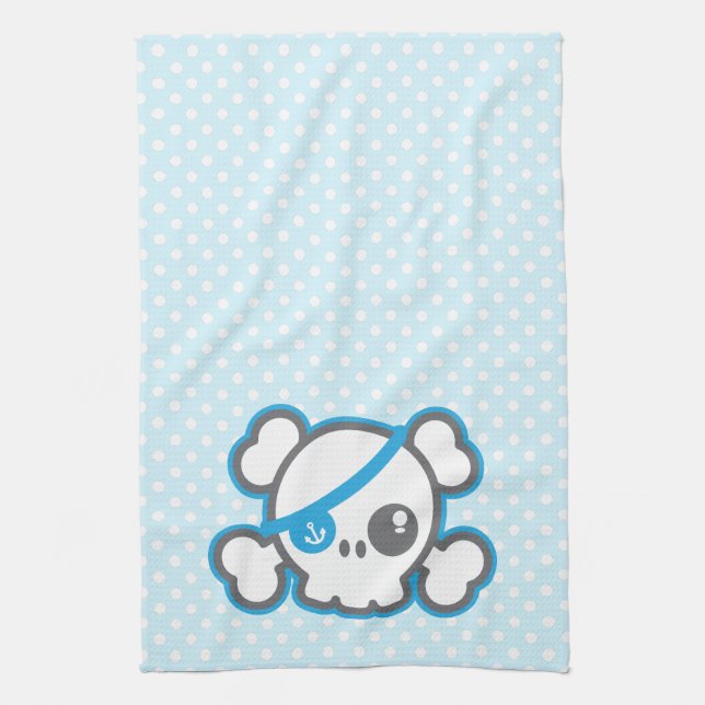 Kawaii Pirate Skull Kitchen Toalla (Vertical)