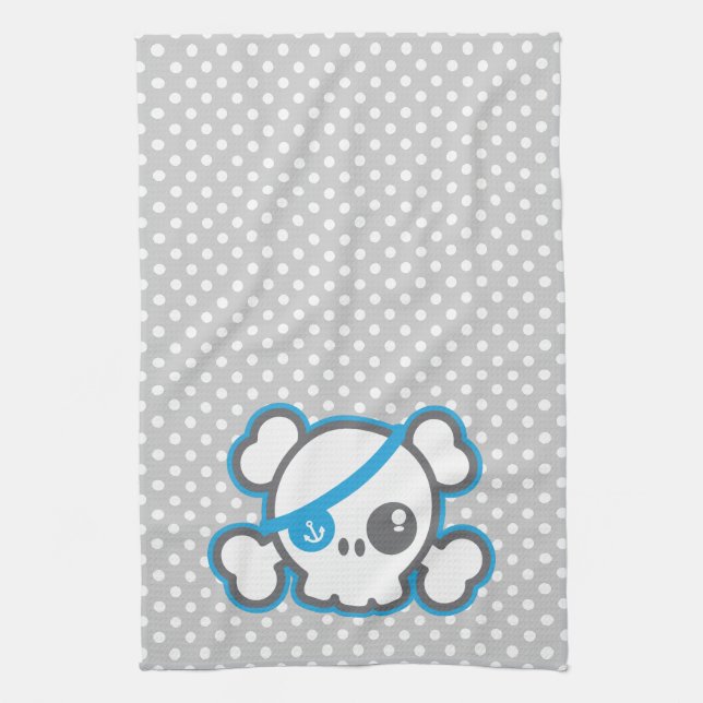 Kawaii Pirate Skull Kitchen Toalla (Vertical)