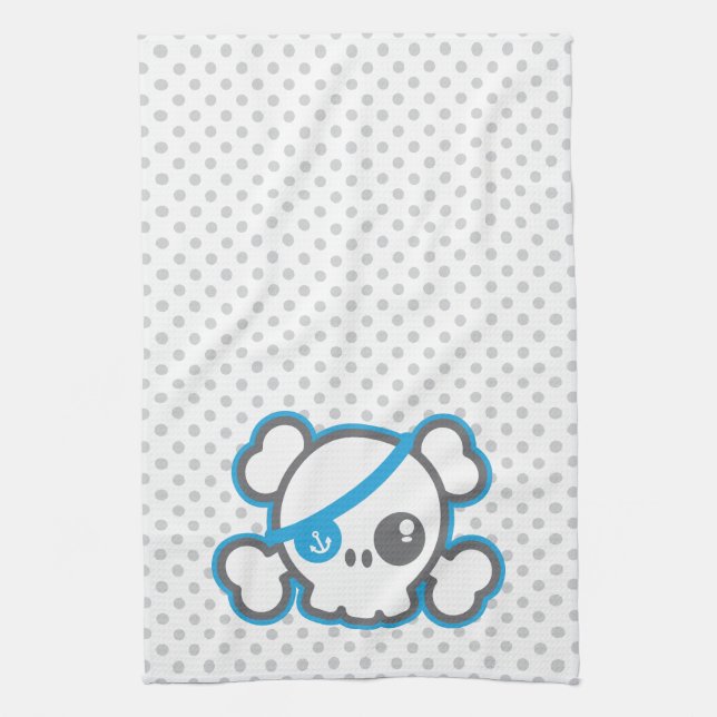 Kawaii Pirate Skull Kitchen Toalla (Vertical)
