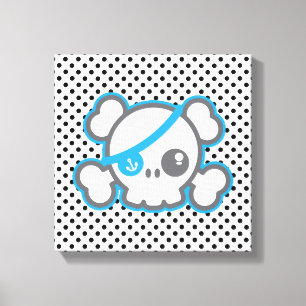 Kawaii Pirate Skull Lienzo envuelto