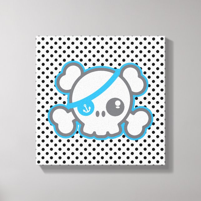 Kawaii Pirate Skull Lienzo envuelto (Anverso)
