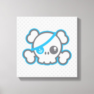 Kawaii Pirate Skull Lienzo envuelto
