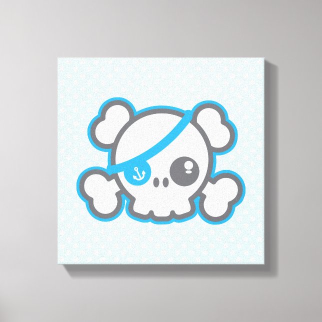 Kawaii Pirate Skull Lienzo envuelto (Anverso)