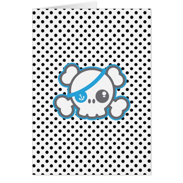 Kawaii Pirate Skull Note Card (Frente)