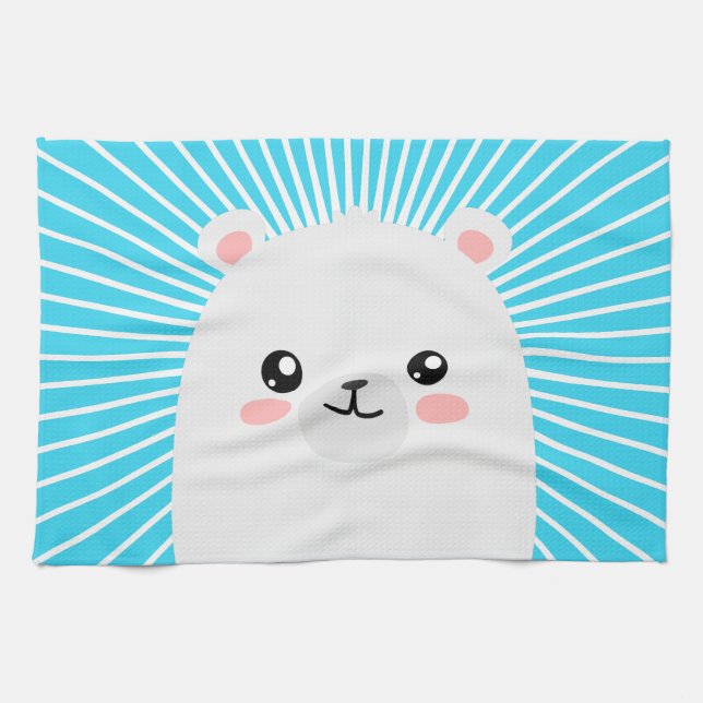 Kawaii Polar Bear Kitchen Toalla (Horizontal)