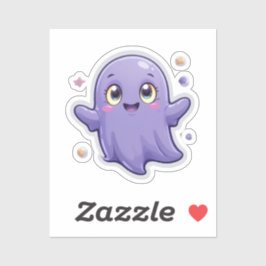 Kawaii Purple Ghost Vinyl Pegatina Cute Spooky