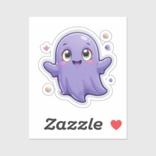 Kawaii Purple Ghost Vinyl Pegatina Cute Spooky