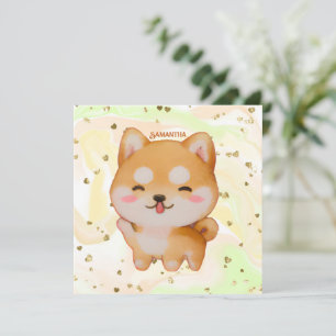 Kawaii Sonriente Shiba Inu al estilo Personalizado