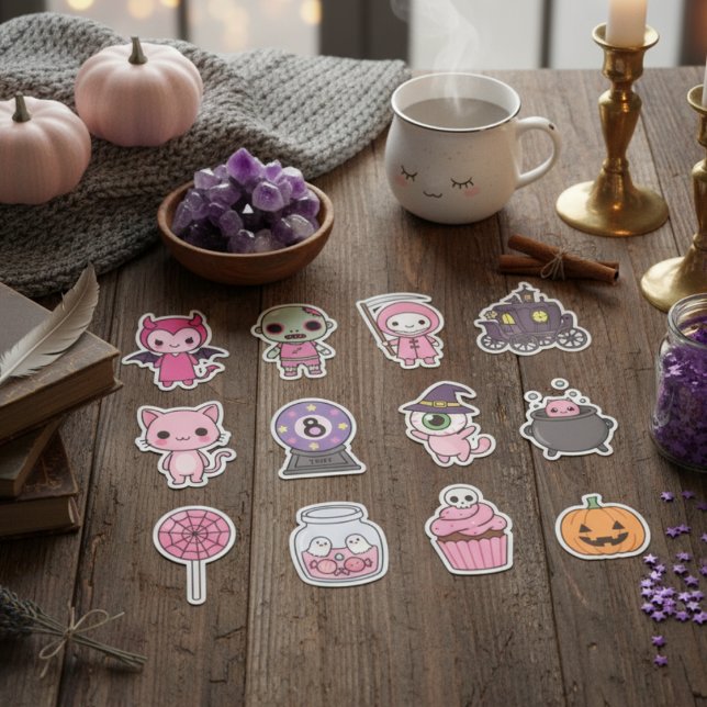 Kawaii Spooky Carriage Pegatina Pack (Pastel Monsters & Enchanted Halloween Delights)