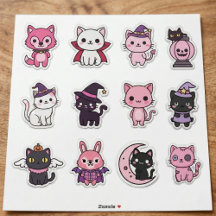 Kawaii Spooky Cat Pegatina Pack