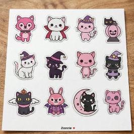 Kawaii Spooky Cat Pegatina Pack