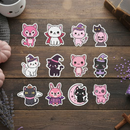 Kawaii Spooky Cat Pegatina Pack