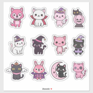 Kawaii Spooky Cat Pegatina Pack