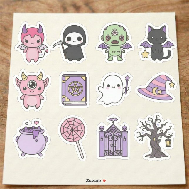 Kawaii Spooky & Cute Halloween Pegatina Pack (Friendly ghosts and enchanting little monsters.)