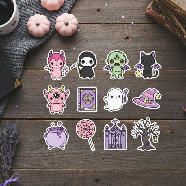 Kawaii Spooky & Cute Halloween Pegatina Pack (Pastel Monster Mashup Sticker Pack)