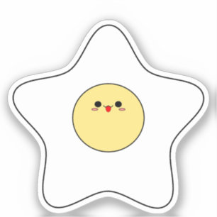 Kawaii Star Fried Egg Vinyl Pegatina