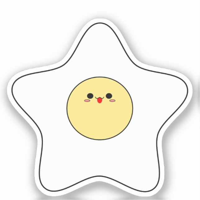 Kawaii Star Fried Egg Vinyl Pegatina (Anverso)