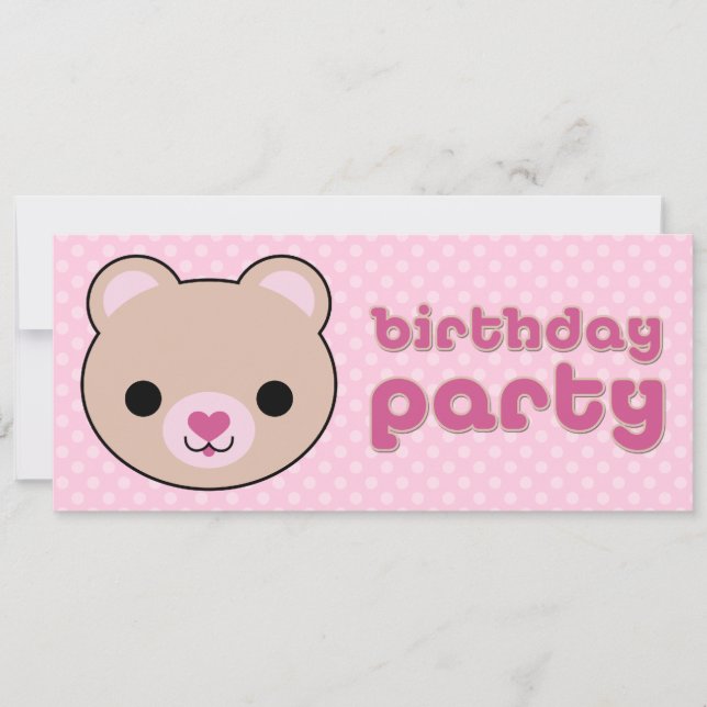 Kawaii Teddy Oso Cuto Invitaciones a Fiesta de Cum (Anverso)